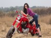 Biker girl with Chopper motorcycle