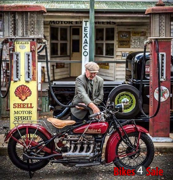 Indian Four Motorcycle Filling Petrol
