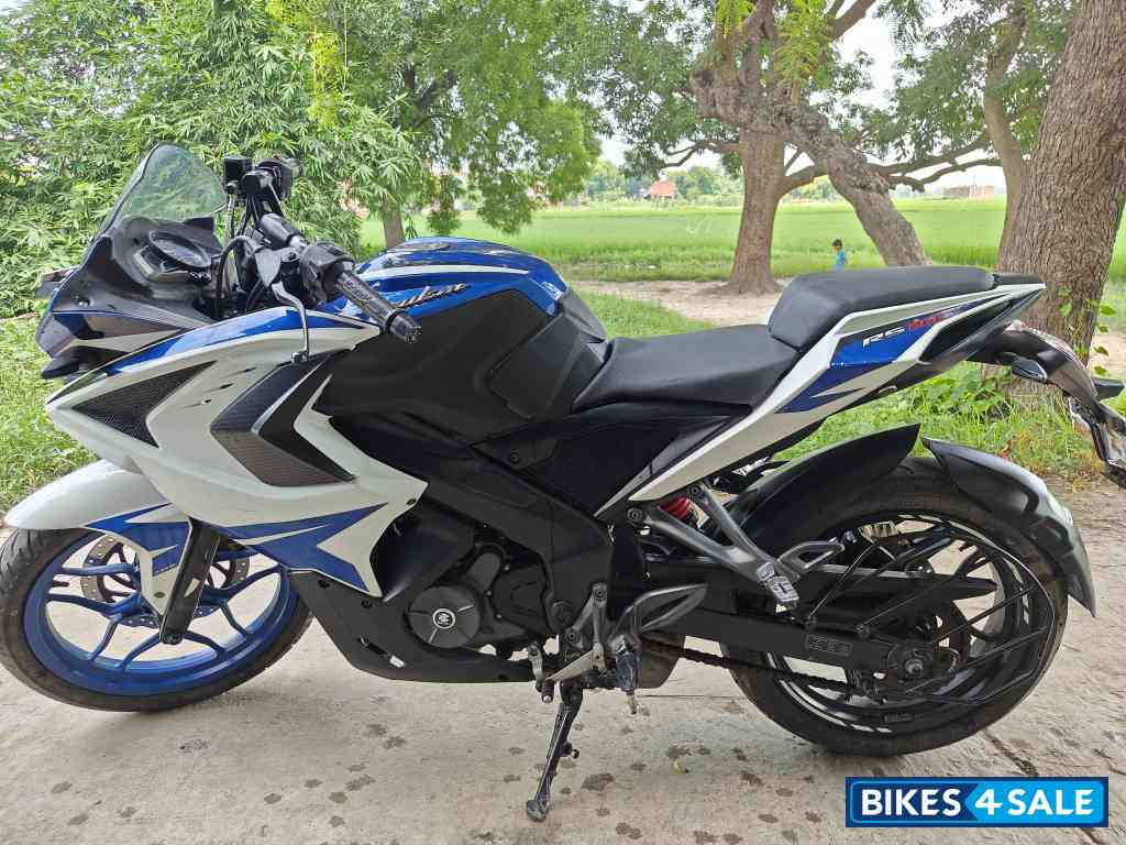 White Blue Bajaj Pulsar RS 200 ABS
