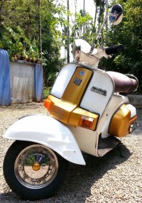 White & Golden Bajaj Chetak