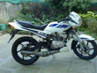 white-blue Yamaha RXZ