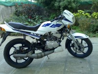 white-blue Yamaha RXZ