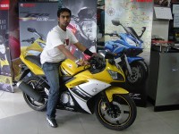 Yellow Yamaha YZF R15